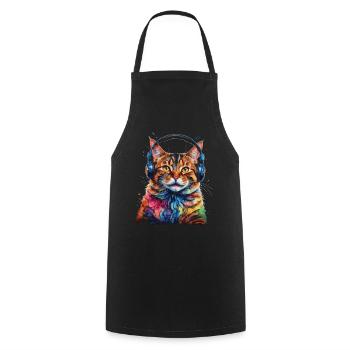 Casque de chat coloré drôle animal design imprimé - Tablier de cuisine - noir - Devant - AI Model Male 185 dark (185cm)