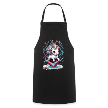 Cute Unicorn Girl Funny Unicorns - Cooking Apron - black - Front - AI Model Male 185 dark (185cm)