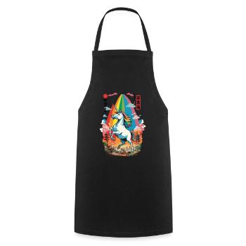 Japon Ukiyo-E Art Style Vintage Japonais - Tablier de cuisine - noir - Devant - AI Model Male 185 dark (185cm)