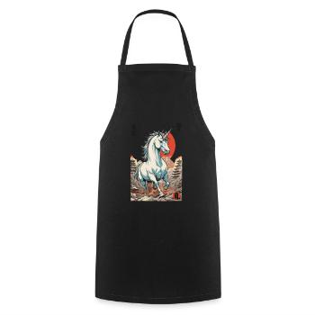 Japan Ukiyo-E Kunst Japanischer Vintage Stil - Kochschürze - Schwarz - Vorne - AI Model Male 185 dark (185cm)