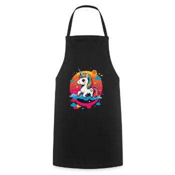 Licornes drôles Jolie fille licorne - Tablier de cuisine - noir - Devant - AI Model Male 185 dark (185cm)
