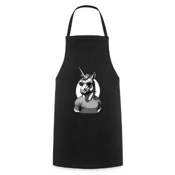 Drôle de fête des pères Design papa licorne - Tablier de cuisine - noir - Devant - AI Model Male 185 dark (185cm)