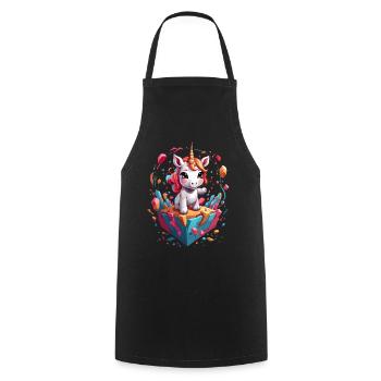 Funny Unicorns Unique Birthday Motif - Cooking Apron - black - Front - AI Model Male 185 dark (185cm)