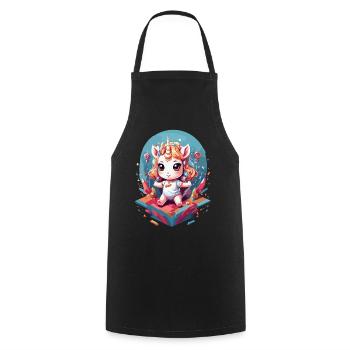 Unique Birthday Cute Unicorn Design - Cooking Apron - black - Front - AI Model Male 185 dark (185cm)