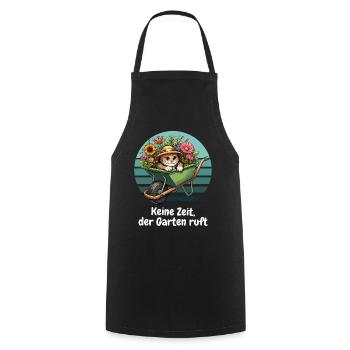Garden Cat Flowers Allotment Plants Cute - Cooking Apron - black - Front - AI Model Male 185 dark (185cm)
