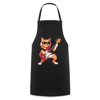 Musician Cat Plays Electric Guitar Instruments - Cooking Apron - black - Front - AI Model Male 185 dark (185cm)