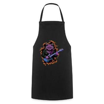 Chat jouant de la guitare acoustique Instruments Groupe de rock - Tablier de cuisine - noir - Devant - AI Model Male 185 dark (185cm)