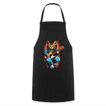 Kawaii Katze Spielt Gitarre Instrumente Rock Niedlich - Kochschürze - Schwarz - Vorne - AI Model Male 185 dark (185cm)