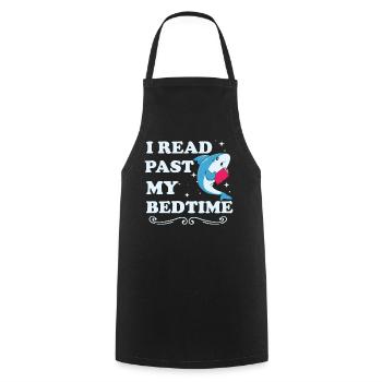 I read after bedtime reading shark - Cooking Apron - black - Front - AI Model Male 185 dark (185cm)