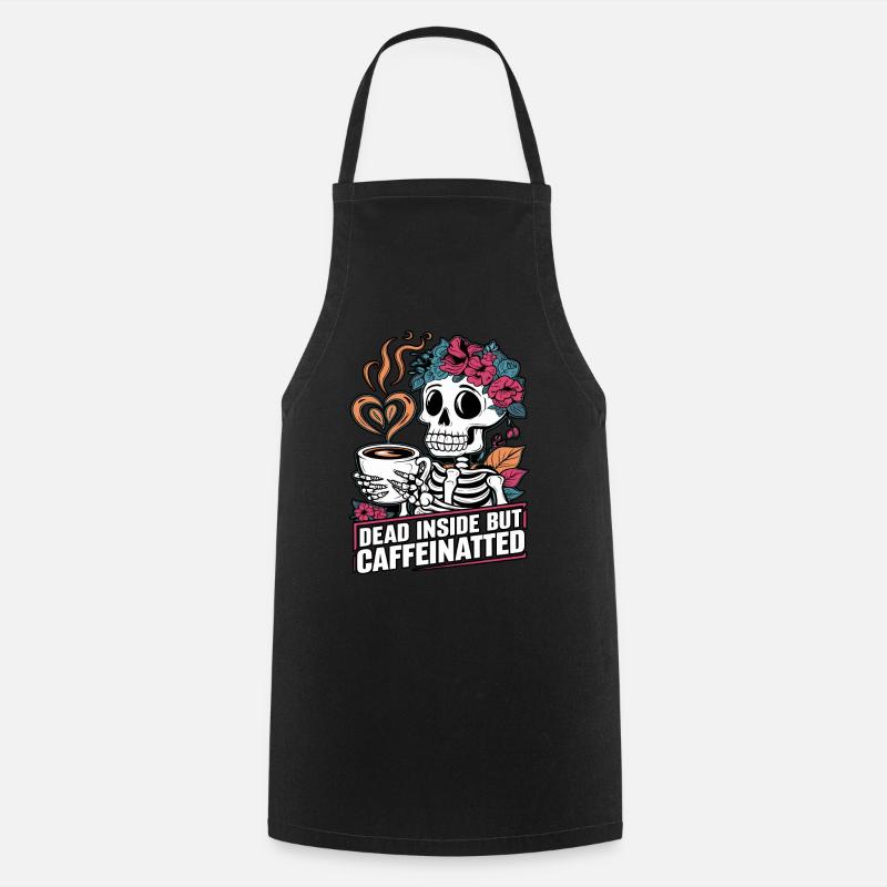 Divertente scheletro di caffeina al caffè dicendo - Grembiule da cucina - nero