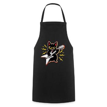 Heavy MEtal Cat Plays Guitar Instruments Rock Cute - Cooking Apron - black - Front - AI Model Male 185 dark (185cm)