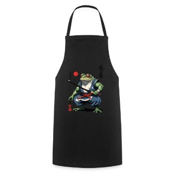 Samouraï grenouille Vintage Ukiyo-e Style Artwork - Tablier de cuisine - noir - Devant - AI Model Male 185 dark (185cm)