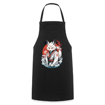 Kitsune Samurai Fuchs Vintage Ukiyo-e Stil - Kochschürze - Schwarz - Vorne - AI Model Male 185 dark (185cm)