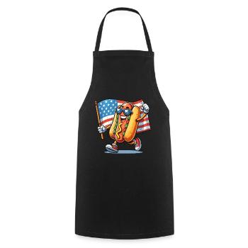 Hot Dog America USA American Flag Funny - Cooking Apron - black - Front - AI Model Male 185 dark (185cm)