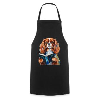 Cavalier King Charles Spaniel Lecture Livre Chien - Tablier de cuisine - noir - Devant - AI Model Male 185 dark (185cm)
