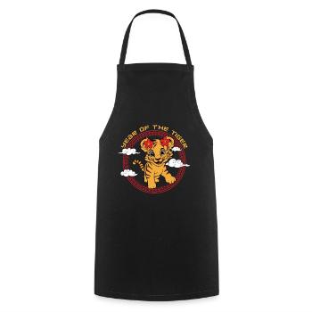 Year Of Tiger Cute Chinese Kawaii Chinese New Year - Cooking Apron - black - Front - AI Model Male 185 dark (185cm)