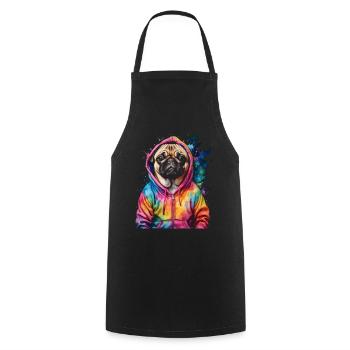Mops Hoodie Hund Bunt Lustig Tier Design Print - Kochschürze - Schwarz - Vorne - AI Model Male 185 dark (185cm)