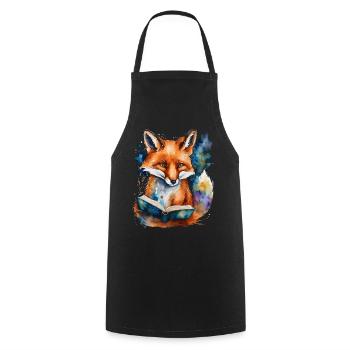 Livre de lecture renard imprimé de conception animale colorée - Tablier de cuisine - noir - Devant - AI Model Male 185 dark (185cm)