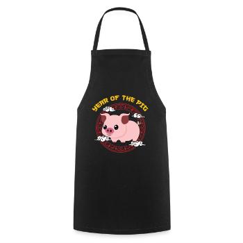 Année Du Cochon Kawaii Zodiac Nouvel An Chinois - Tablier de cuisine - noir - Devant - AI Model Male 185 dark (185cm)