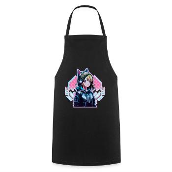 Anime Vaporwave Hard Techno Dark Tekno - Tablier de cuisine - noir - Devant - AI Model Male 185 dark (185cm)