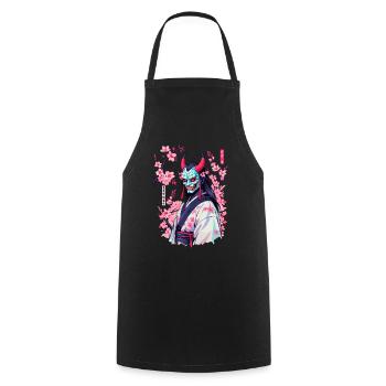 Oni Samouraï Vaporwave Esthétique Japon Culture - Tablier de cuisine - noir - Devant - AI Model Male 185 dark (185cm)