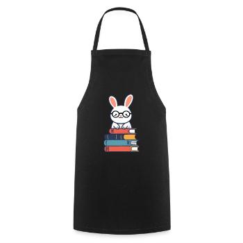 Lapin de lecture parfait de style rat de bibliothèque - Tablier de cuisine - noir - Devant - AI Model Male 185 dark (185cm)