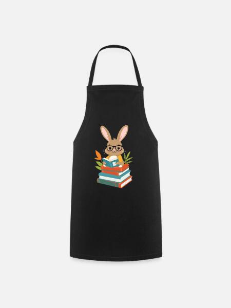 Lapin de lecture Lapin amateur de livres enthousiaste - Tablier de cuisine - noir