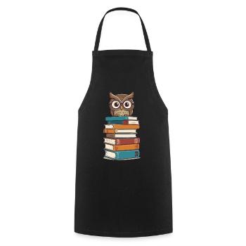 Bücher Eule Eulen Liebhaber Süße Buch Illustration - Kochschürze - Schwarz - Vorne - AI Model Male 185 dark (185cm)