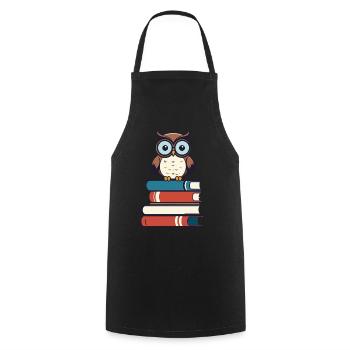 Books Owl Cute Book Illustration - Cooking Apron - black - Front - AI Model Male 185 dark (185cm)