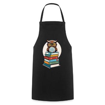 Bücher Eule Eulen Liebhaber Süße Buch Illustration - Kochschürze - Schwarz - Vorne - AI Model Male 185 dark (185cm)