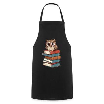 Books Owl for owl lovers and bookworms - Cooking Apron - black - Front - AI Model Male 185 dark (185cm)
