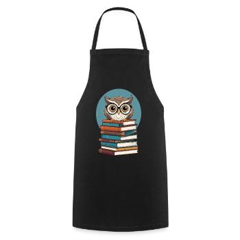 Süße Buch Illustration Eule Bücherliebhaber - Kochschürze - Schwarz - Vorne - AI Model Male 185 dark (185cm)