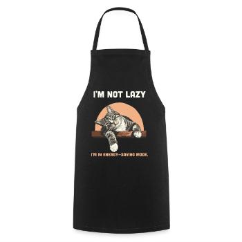 Lazy Humor Energy Saving Mode Funny Quote - Cooking Apron - black - Front - AI Model Male 185 dark (185cm)