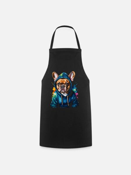 Französische Bulldogge Hoodie Frenchie Hund Lustig - Kochschürze - Schwarz