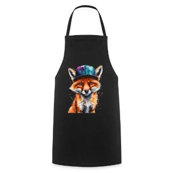 Fox Snapback Cap Cool Animal Design Print - Cooking Apron - black - Front - AI Model Male 185 dark (185cm)
