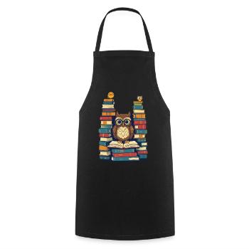 Bücher Eule Für Eulen Liebhaber Leseratte - Kochschürze - Schwarz - Vorne - AI Model Male 185 dark (185cm)