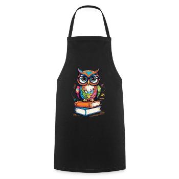 Mignon Livre Illustration Hiboux Amoureux - Tablier de cuisine - noir - Devant - AI Model Male 185 dark (185cm)