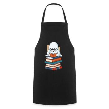 Buchliebhaber Stil Lesendes Halloween Gespenst - Kochschürze - Schwarz - Vorne - AI Model Male 185 dark (185cm)