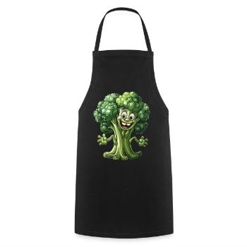 Brocoli végétalien - Tablier de cuisine - noir - Devant - AI Model Male 185 dark (185cm)