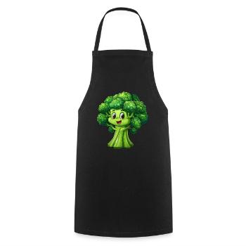 Brocoli heureux - Tablier de cuisine - noir - Devant - AI Model Male 185 dark (185cm)