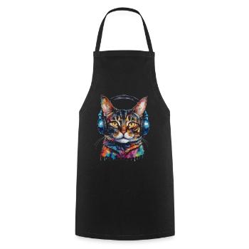 Casque de chat coloré drôle animal design imprimé - Tablier de cuisine - noir - Devant - AI Model Male 185 dark (185cm)