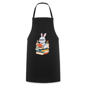 Lesender Hase Begeisterter Buchliebhaber - Kochschürze - Schwarz - Vorne - AI Model Male 185 dark (185cm)
