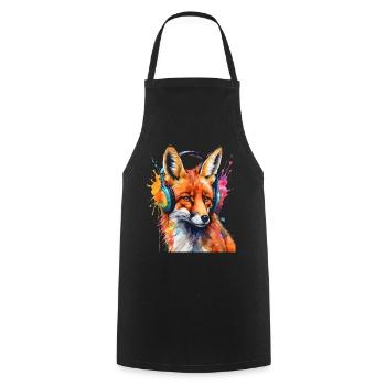 Fuchs Kopfhörer Musik Bunt Tier Design Print - Kochschürze - Schwarz - Vorne - AI Model Male 185 dark (185cm)