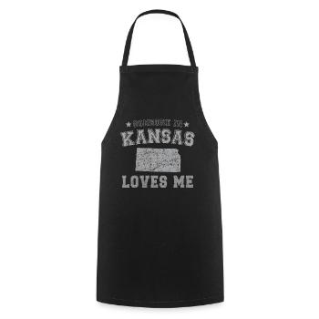 Someone In Kansas Loves Me Grunge - Cooking Apron - black - Front - AI Model Male 185 dark (185cm)