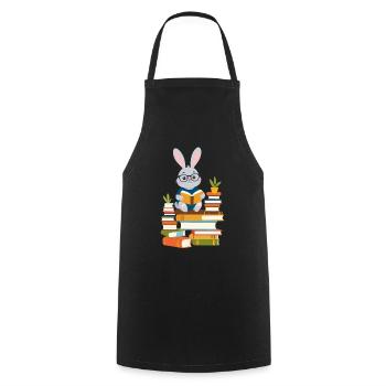 Lesender Hase Begeisterter Buchliebhaber - Kochschürze - Schwarz - Vorne - AI Model Male 185 dark (185cm)