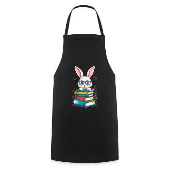 Reading Bunny Funny Books Reading Design - Cooking Apron - black - Front - AI Model Male 185 dark (185cm)