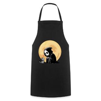 Halloween Skeleton Death Cat Full Moon Gothic Funny - Cooking Apron - black - Front - AI Model Male 185 dark (185cm)