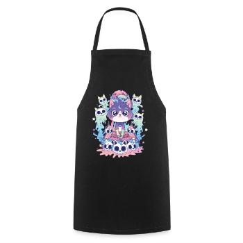 Katze Ouija Kawaii Okkult Satanisch Pastell Gothic - Kochschürze - Schwarz - Vorne - AI Model Male 185 dark (185cm)