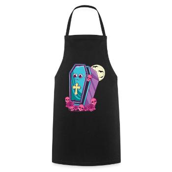 Cercueil Kawaii Occulte Satanique Pastel Gothique - Tablier de cuisine - noir - Devant - AI Model Male 185 dark (185cm)
