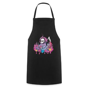 Sinistre Squelette Kawaii Occulte Satanique Pastel Gothique - Tablier de cuisine - noir - Devant - AI Model Male 185 dark (185cm)